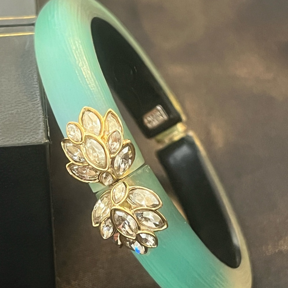 Alexis Bittar Agua Opalescent and Crystal Hinged Bracelet
